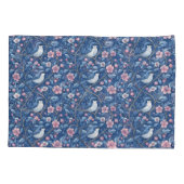  Blauwe Vogels Roze Rozen Elegant Kussensloop (Achterkant-Links)