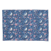  Blauwe Vogels Roze Rozen Elegant Kussensloop (Voorkant-Links)