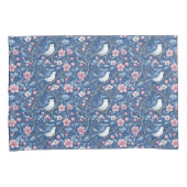  Blauwe Vogels Roze Rozen Elegant Kussensloop (Voorkant-Rechts)