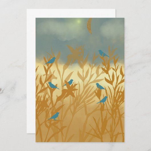 Blauwe vogels save the date (Voorkant / Achterkant)