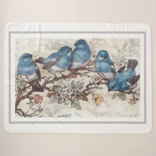 blauwe vogels sherpa deken