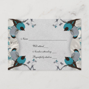  blauwe vogels Silver Rsvp met envelop