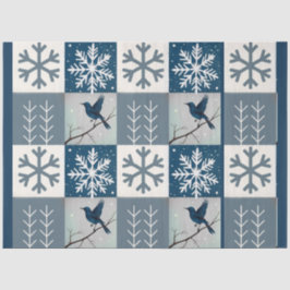 Blauwe Vogels & Sneeuwvlokken Kerst Winter Decoupa Tissuepapier