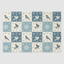 Blauwe Vogels & Sneeuwvlokken Kerstmis Winter Deco