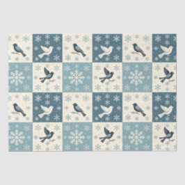 Blauwe Vogels & Sneeuwvlokken Kerstmis Winter Deco Tissuepapier