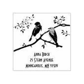 Blauwe Vogels Stempel (Afrduk)