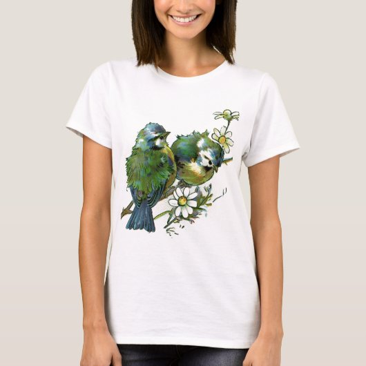  blauwe vogels t-shirt (Voorkant)