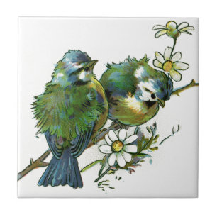 blauwe vogels tegeltje