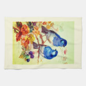 Blauwe vogels theedoek (Horizontaal)