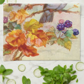 Blauwe vogels theedoek (Gevouwen)