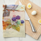 Blauwe vogels theedoek (Quarter Fold)