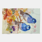 Blauwe vogels theedoek (Horizontaal)