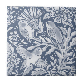 Blauwe vogels Thistle Flower Woodland Facets R Tegeltje