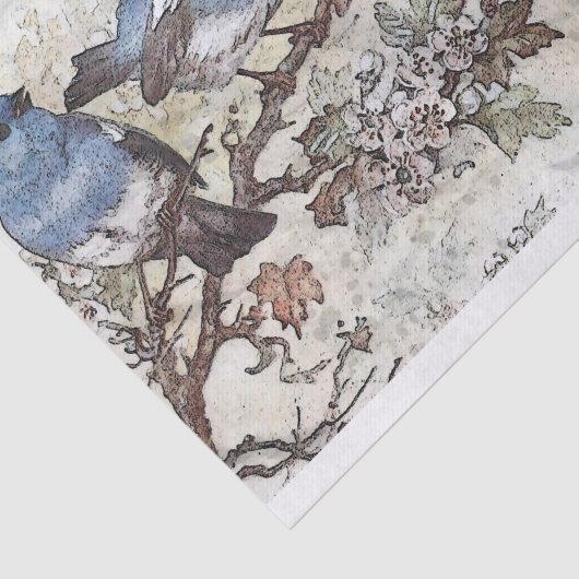 Blauwe vogels tissuepapier (Detail)