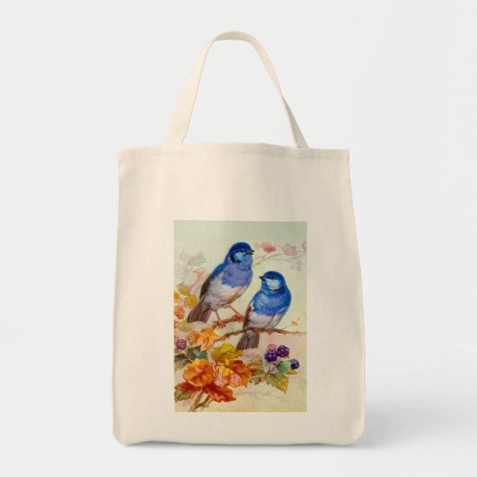 Blauwe vogels tote bag (Voorkant)