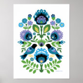 Blauwe vogels van de Poolse Folk Poster (Voorkant)