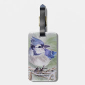 BLAUWE VOGELS VAN PARADISE BAGAGELABEL (Achterkant verticaal)