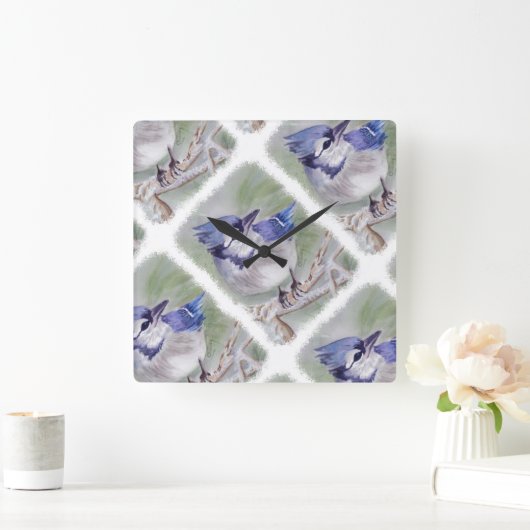BLAUWE VOGELS VAN PARADISE VIERKANTE KLOK (Huis)