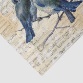 Blauwe vogels -  vel muziekpapier tissuepapier (Detail)