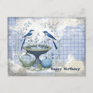 Blauwe Vogels Verjaardags Collage Briefkaart