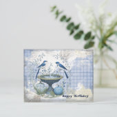 Blauwe Vogels Verjaardags Collage Briefkaart (Staand voorkant)