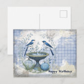 Blauwe Vogels Verjaardags Collage Briefkaart (Voorkant / Achterkant)