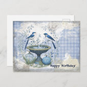 Blauwe Vogels Verjaardagscollage Briefkaart (Voorkant / Achterkant)