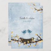 Blauwe vogels verliefd kaart (Voorkant / Achterkant)