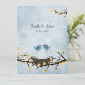 Blauwe vogels verliefd kaart (Staand voorkant)