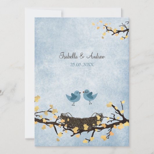 Blauwe vogels verliefd kaart (Voorkant)