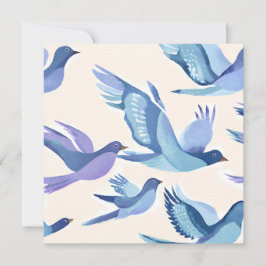 Blauwe Vogels Vliegen | Moderne Watercolor Kaart