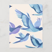 Blauwe vogels vliegen | Moderne Waterverf Briefkaart (Voorkant)