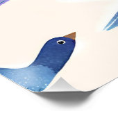 Blauwe vogels vliegen | Moderne Waterverf Perfect Poster (Hoek)