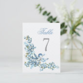 Blauwe Vogels Winter Trouwtafel Nummer Briefkaart (Staand voorkant)