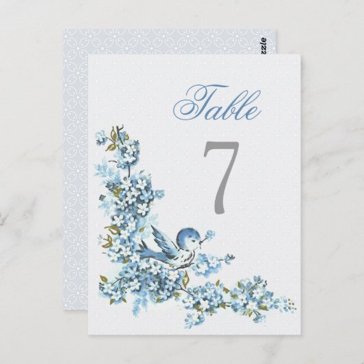 Blauwe Vogels Winter Trouwtafel Nummer Briefkaart (Voorkant / Achterkant)