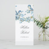  Blauwe Vogels Winter Wedding Ceremony Programma Programmakaart (Staand voorkant)