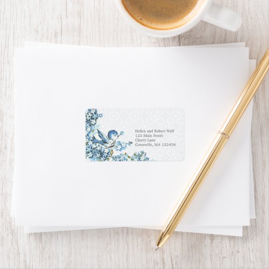  Blauwe Vogels Winterseizoen Etiket (Insitu)