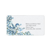  Blauwe Vogels Winterseizoen Etiket (Voorkant)