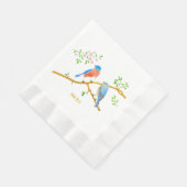 Blauwe vogels Wit Gemunt Servet (Hoek)