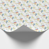 Blauwe vogels Wit inpakpapier (Hoek)