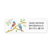 Blauwe vogels Witte Retouradreslabel Etiket (Voorkant)