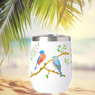 Blauwe vogels Witte wijn tumbler