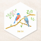 Blauwe vogels Zeshoekige Onderzetters (Voorkant)