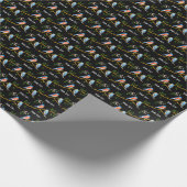 Blauwe vogels Zwart Cadeaupapier (Hoek)