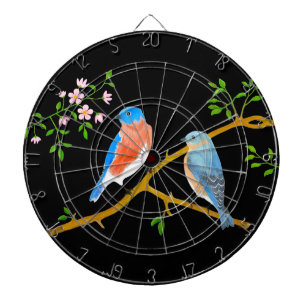 Blauwe vogels Zwart Dartbord