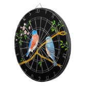 Blauwe vogels Zwart Dartbord (Voorkant Rechts)