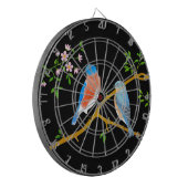 Blauwe vogels Zwart Dartbord (Voorkant Links)