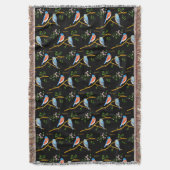 Blauwe vogels Zwart Deken (Voorkant Verticaal)