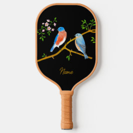Blauwe vogels Zwart Pickleball Paddle
