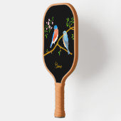 Blauwe vogels Zwart Pickleball Paddle (Links)